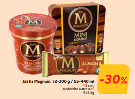 Jäätis Magnum, 72-300 g / 55-440 ml  -30%
