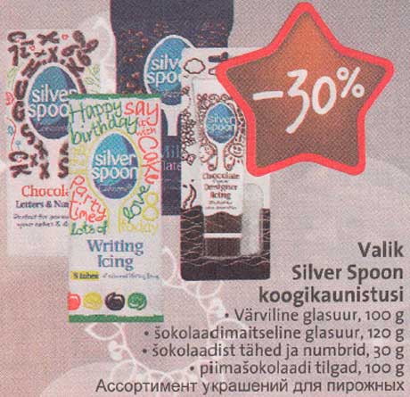 Valik Silver Spoon koogikaunistusi