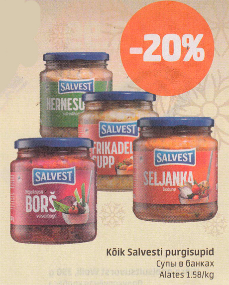 Kõik Salvesti purgisupid  -20%¤