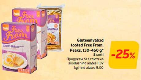 Gluteenivabad tooted Free From, Peaks, 130-450 g*  -25%