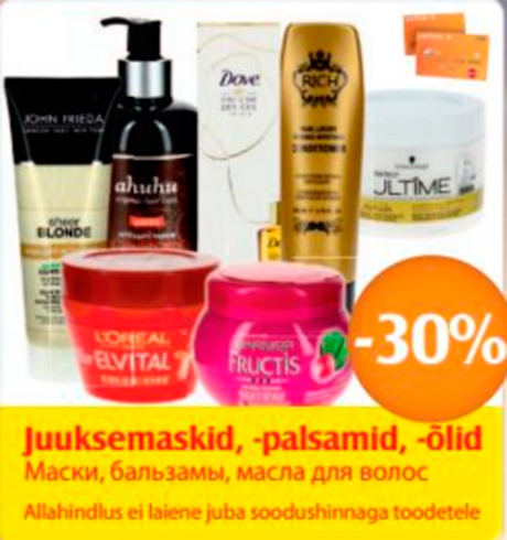 Juuksemaskid, -palsamid, -õlid  -30%