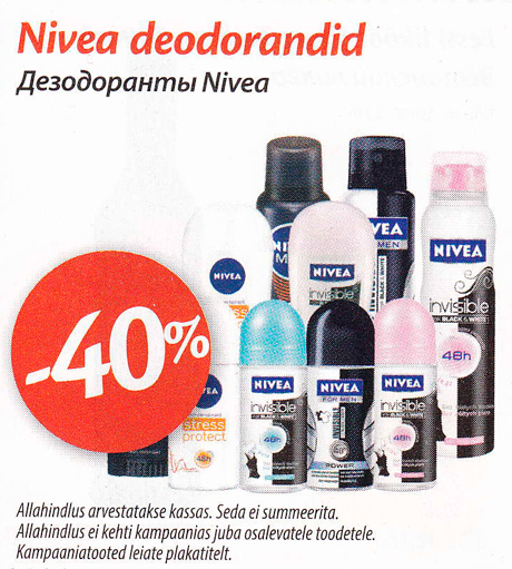 Nivea deodorandid  -40%