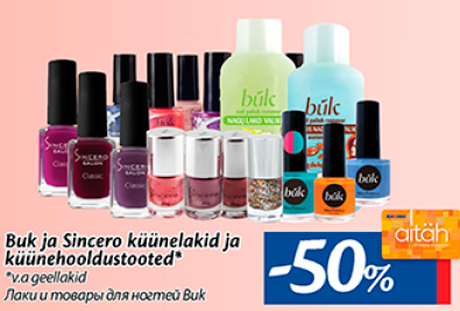 Buk ja Sincoro küünelakid ja küünehooldustooted*  -50%