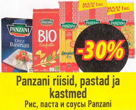 Panzani riisid, pastad ja kastmed  -30%