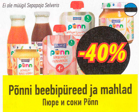 Põnni beebipüreed ja mahlad  -40%