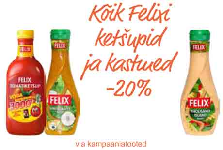 Kõik Felixi ketšupid ja kastmed -20%