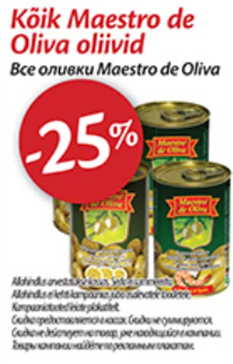 Kõik Maestro de Oliva oliivia -25%