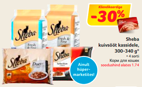 Sheba kuivsööt kassidele, 300-340 g*  -30%
