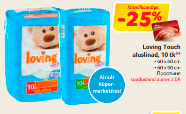 Loving Touch aluslinad, 10 tk**  -25%
