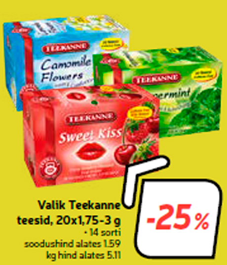 Valik Teekanne teesid, 20x1,75-3 g  -25%
