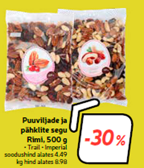 Puuviljade ja pähklite segu Rimi, 500 g  -30%
