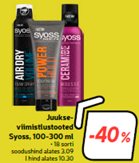 Juukseviimistlustooted Syoss, 100-300 ml  -40%
