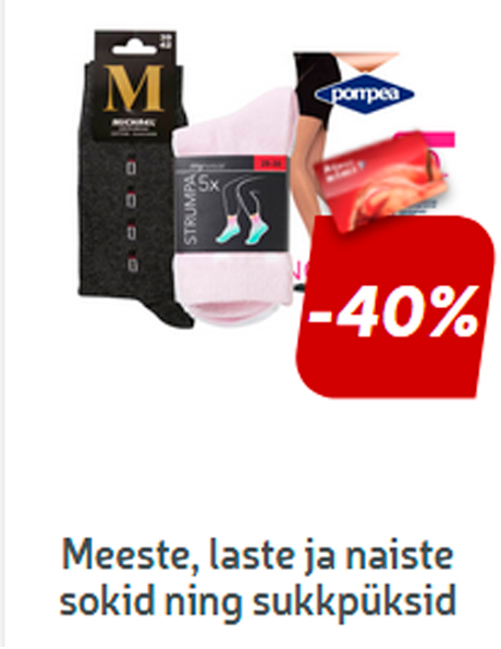 Meeste, laste ja naiste sokid ning sukkpüksid -40%