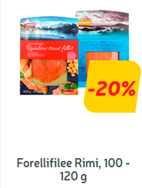 Forellifilee Rimi, 100 - 120 g  -20%
