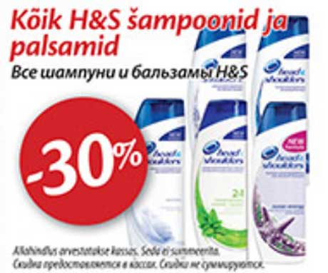 Kõik H&S šampoonid ja palsamid -30%