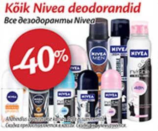 Kõik Nivea deodorandid -40%