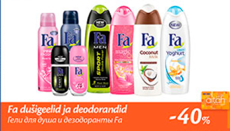 Fa dušigeelid ja deodorandid  -40%