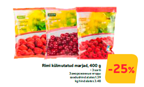 Rimi külmutatud marjad, 400 g  -25%