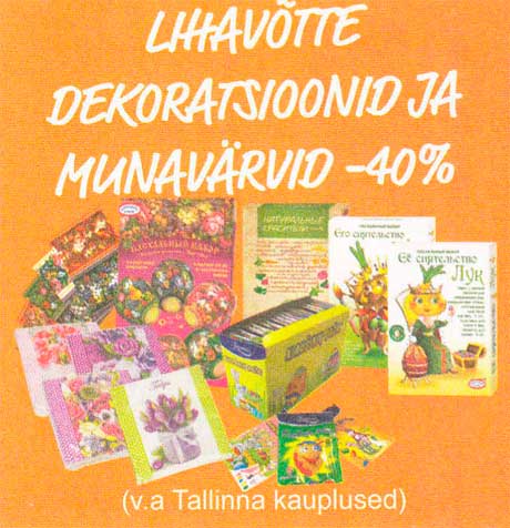 LIHAVÕTTE DEKORATSIOONID JA MUNAVÄRVID  -40%