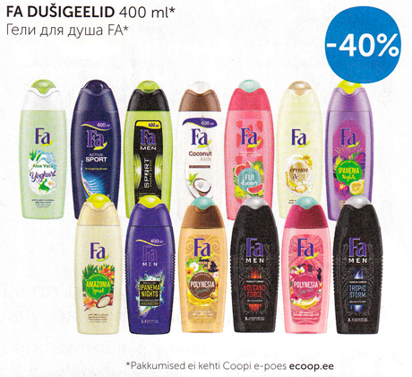 FA DUŠIGEELID 400 ml*  -40%