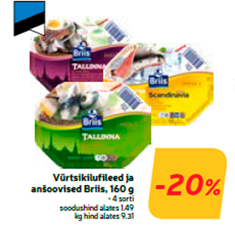 Vürtsikilufileed ja anšoovised Briis, 160 g  -20%
