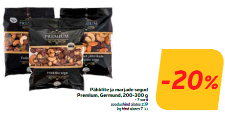 Pähklite ja marjade segud Premium, Germund, 200-300 g  -20%
