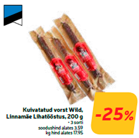 Kuivatatud vorst Wild, Linnamäe Lihatööstus, 200 g  -25%
