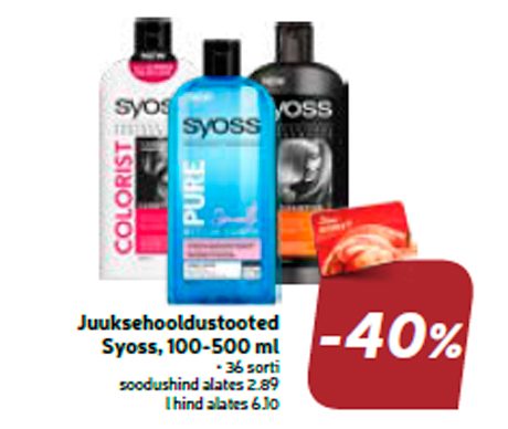 Juuksehooldustooted Syoss, 100-500 ml  -40%
