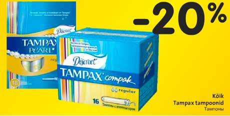 Kõik Tampax tampoonid -20%