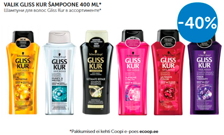 VALIK GLISS KUR ŠAMPOONE 400 ML*  -40%