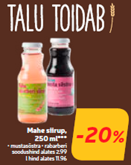 Mahe siirup, 250 ml***  -20%