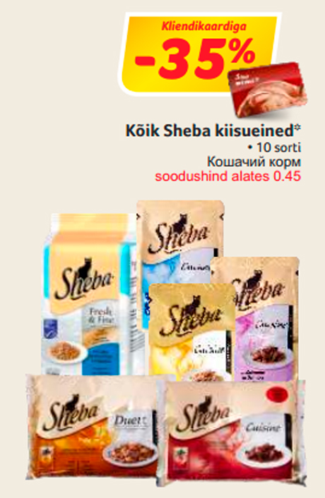 Kõik Sheba kiisueined*  -35%