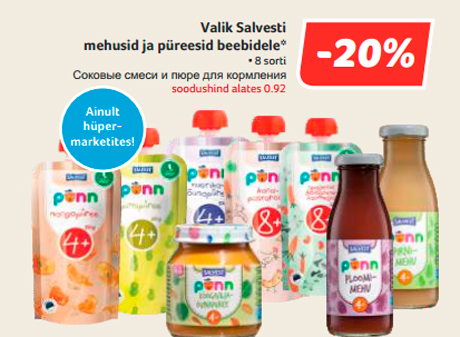 Valik Salvesti mehusid ja püreesid beebidele*  -20%