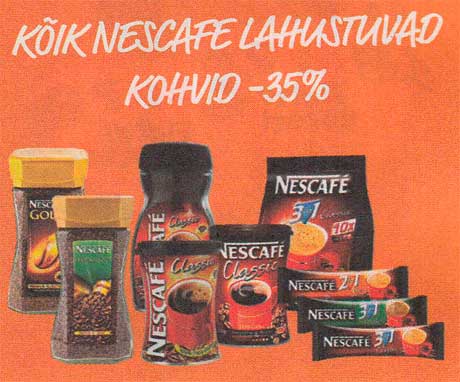 KÕIK NESCAFE LAHUSTUVAD KOHVID -35%