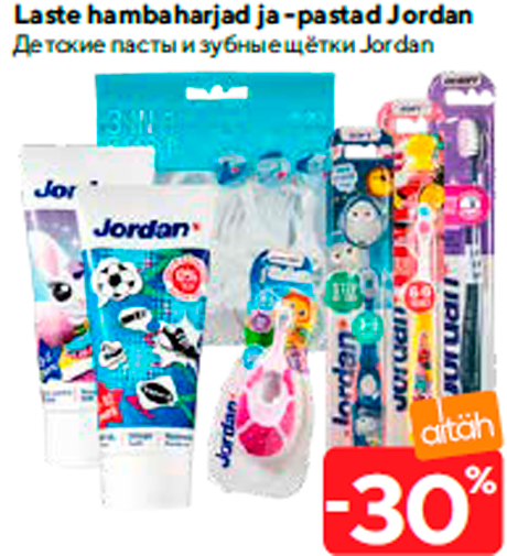 Laste hambaharjad ja -pastad Jordan -30%