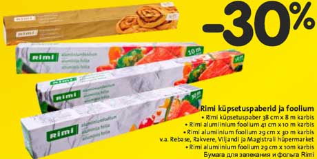 Rimi küpsetuspaberid ja foolium  -30%