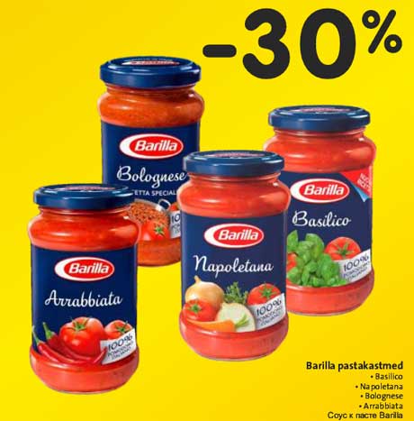 Barilla pastakastmed -30%