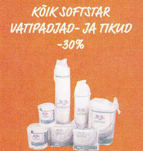 Kõik Softstar vatipadjad- ja tikud  -30%