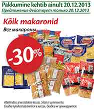 Kõik makaronid -30%