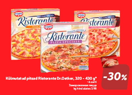 Külmutatud pitsad Ristorante Dr.Oetker, 320 - 430 g*  -30%