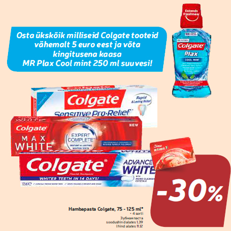 Hambapasta Colgate, 75 - 125 ml*  -30%
