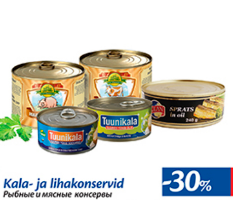 Kala- ja lihakonservid  -30%