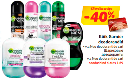 Kõik Garnier deodorandid  -40%