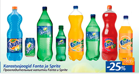 Karastusjoogid Fanta ja Sprite  -25%