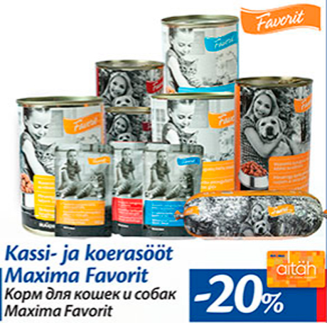 Kassi- ja koerasööt Maxima Favorit  -20%