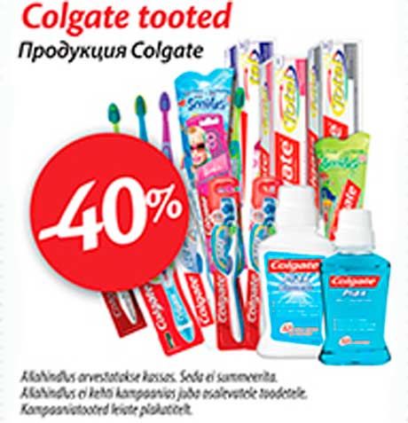 Colgate tooted -40%