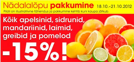 Kõik apelsinid,sidrunid,mandariinid,laimid, greibid ja pomelod