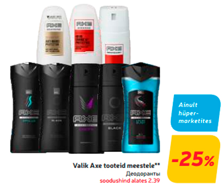 Valik Axe tooteid meestele**  -25%