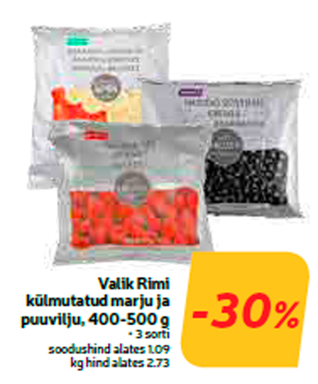 Выбор замороженных ягод и фруктов Rimi, 400-500 г  -30%

