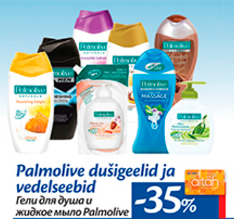 Palmolive dušigeelid ja vedelseebid  -35%